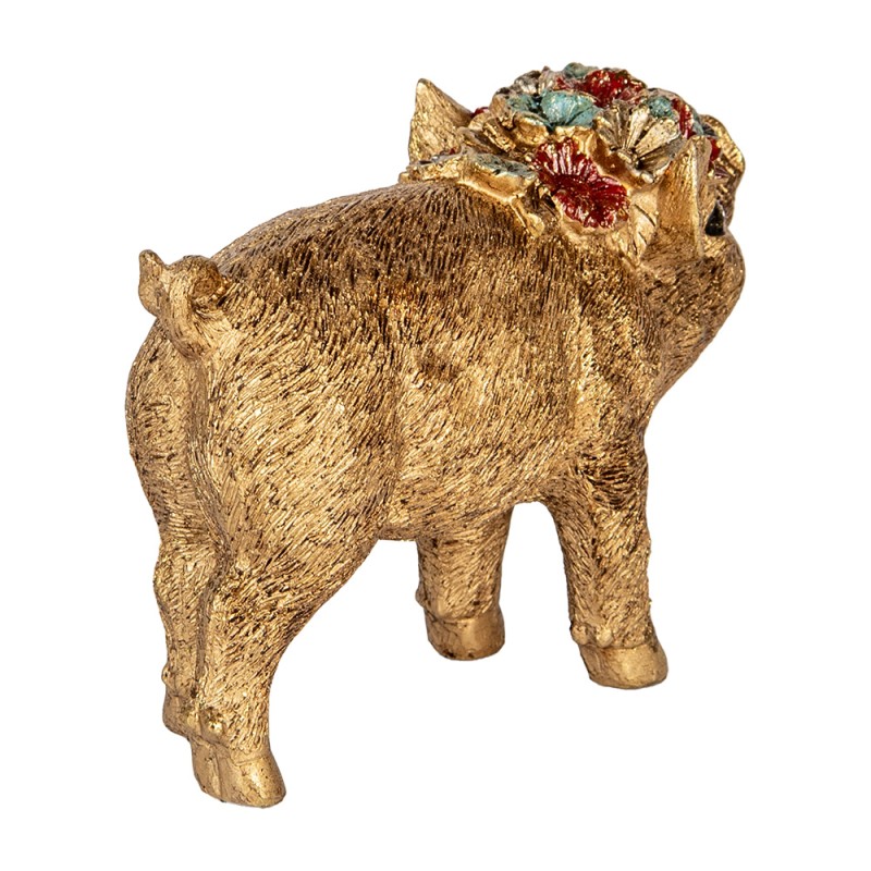 Clayre & Eef Dekorationsfigur Schwein 20x7x13 cm Goldfarbig Kunststoff