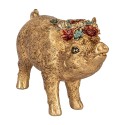 Clayre & Eef Dekorationsfigur Schwein 20x7x13 cm Goldfarbig Kunststoff