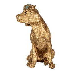 Clayre & Eef Dekorationsfigur Hund 13x13x21 cm Goldfarbig Kunststoff