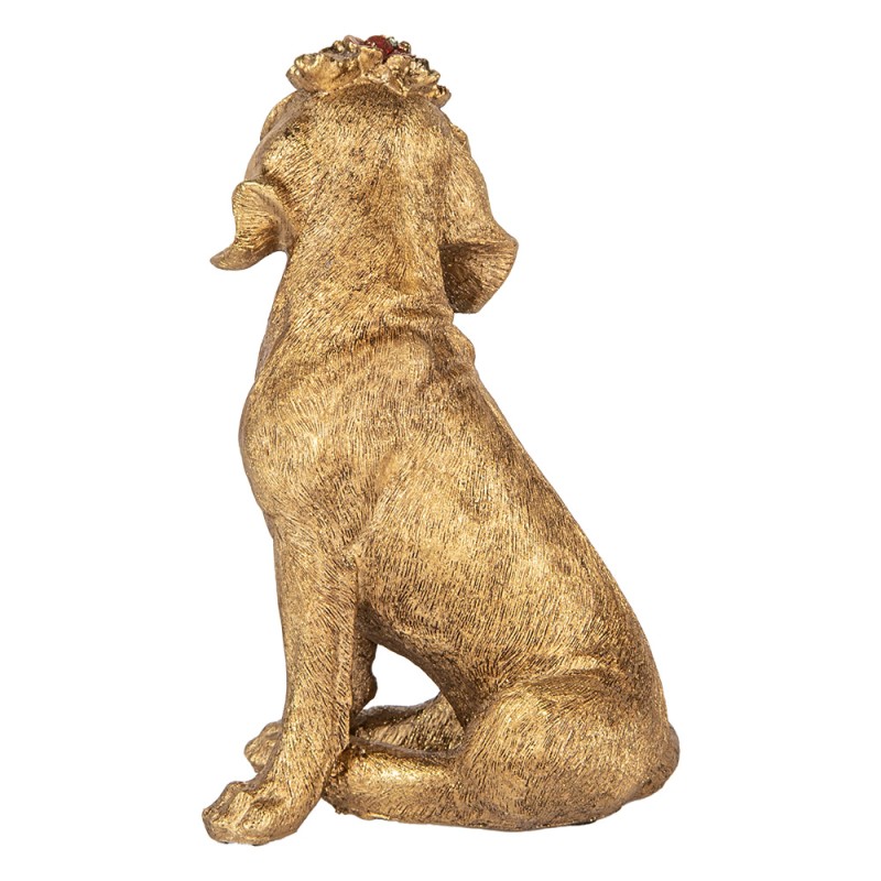 Clayre & Eef Dekorationsfigur Hund 13x13x21 cm Goldfarbig Kunststoff