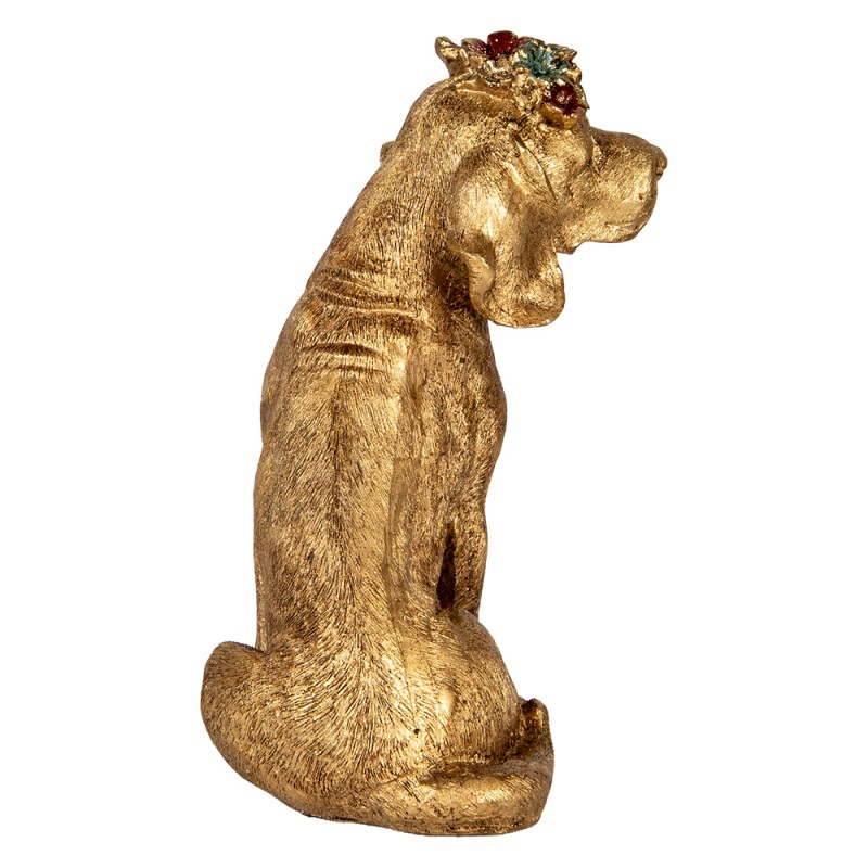Clayre & Eef Dekorationsfigur Hund 13x13x21 cm Goldfarbig Kunststoff