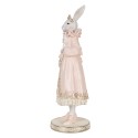 Clayre & Eef Figurine décorative Lapin 11x11x31 cm Blanc Rose Plastique
