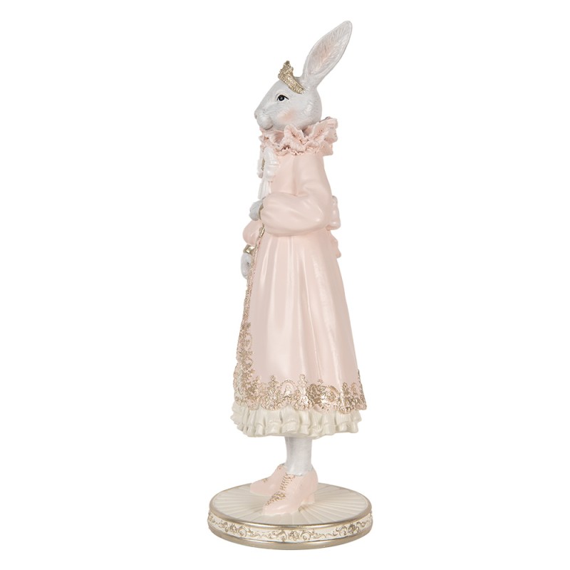 Clayre & Eef Figurine décorative Lapin 11x11x31 cm Blanc Rose Plastique