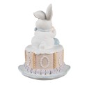 Clayre & Eef Statuetta decorativa Coniglio Ø 12x17 cm Bianco Rosa  Plastica