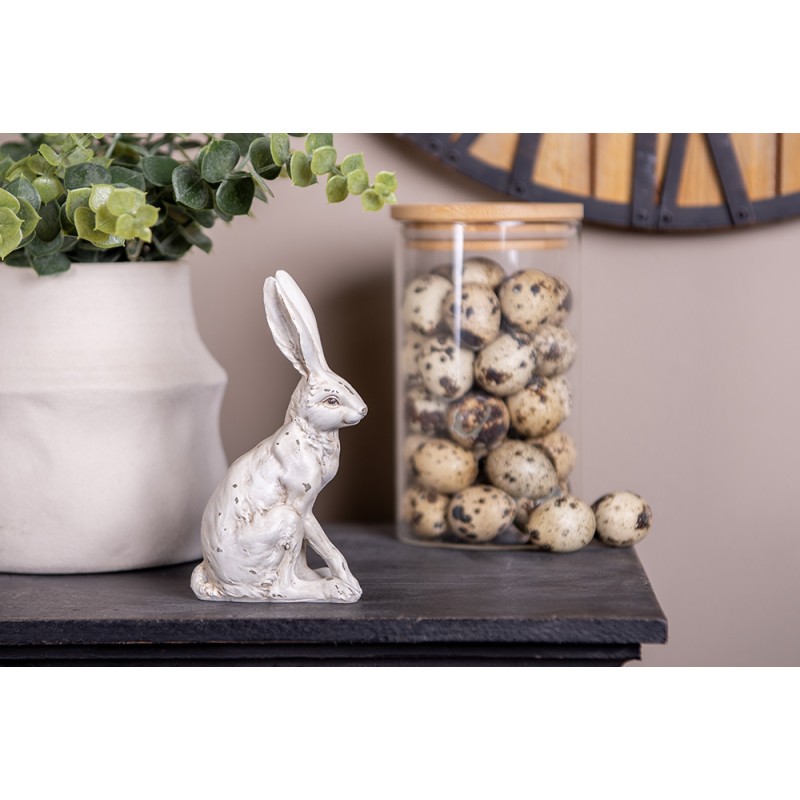 Clayre & Eef Statuetta decorativa Coniglio 8x5x13 cm Bianco Plastica