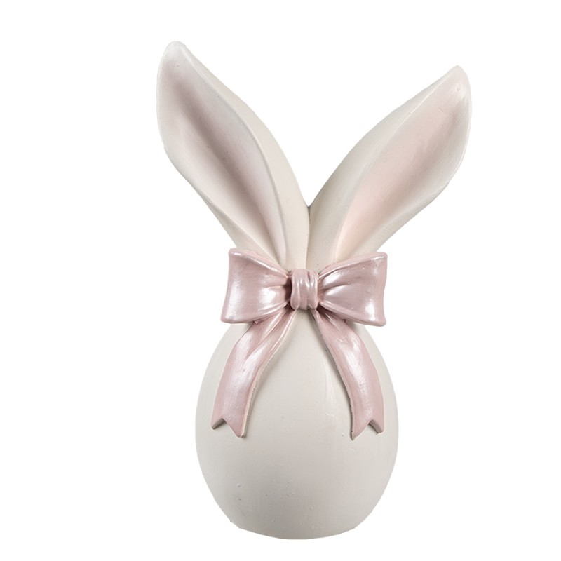 Clayre & Eef Decoratie Beeld Konijn 12x8x18 cm Wit Roze Kunststof