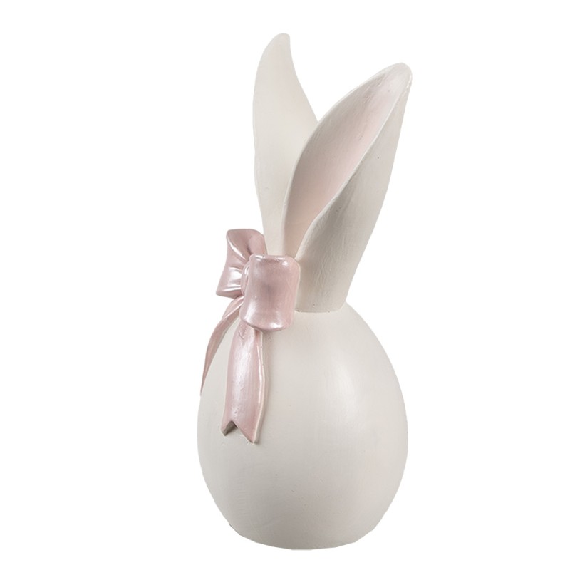 Clayre & Eef Decoratie Beeld Konijn 12x8x18 cm Wit Roze Kunststof