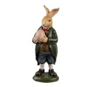 Clayre & Eef Figurine décorative Lapin 20 cm Marron Vert Plastique