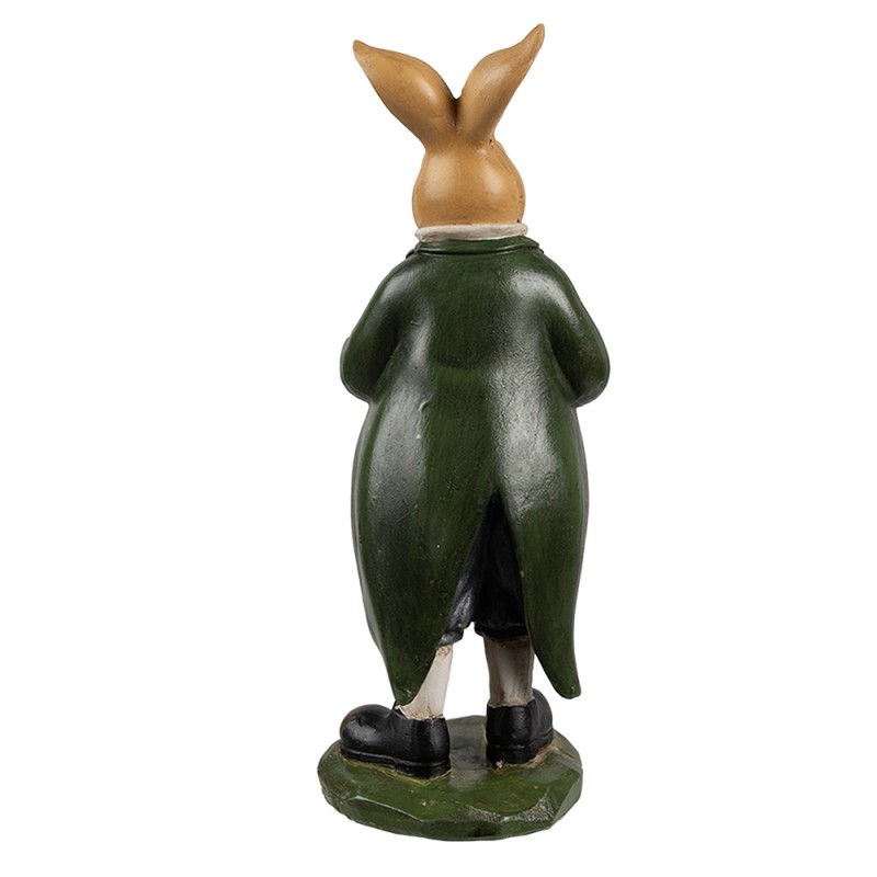 Clayre & Eef Figurine décorative Lapin 20 cm Marron Vert Plastique