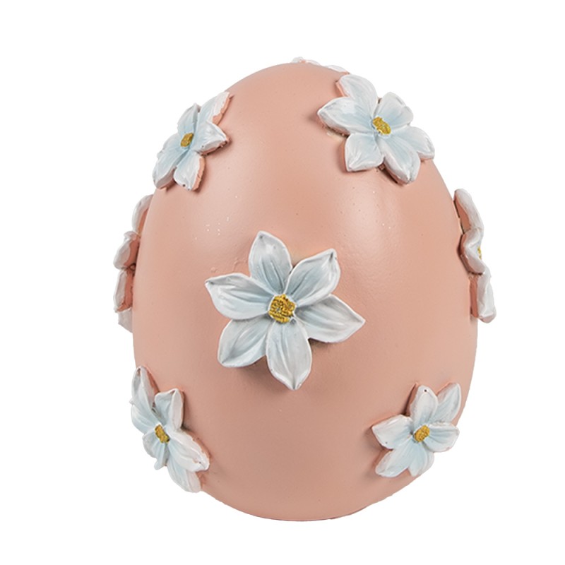 Clayre & Eef Figurine décorative Œuf Ø 11x13 cm Rose Plastique Fleurs