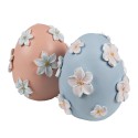 Clayre & Eef Figurine décorative Œuf Ø 11x13 cm Rose Plastique Fleurs