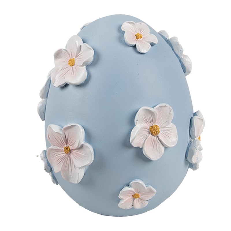 Clayre & Eef Decoratie Beeld Ei Ø 11x13 cm Blauw Kunststof