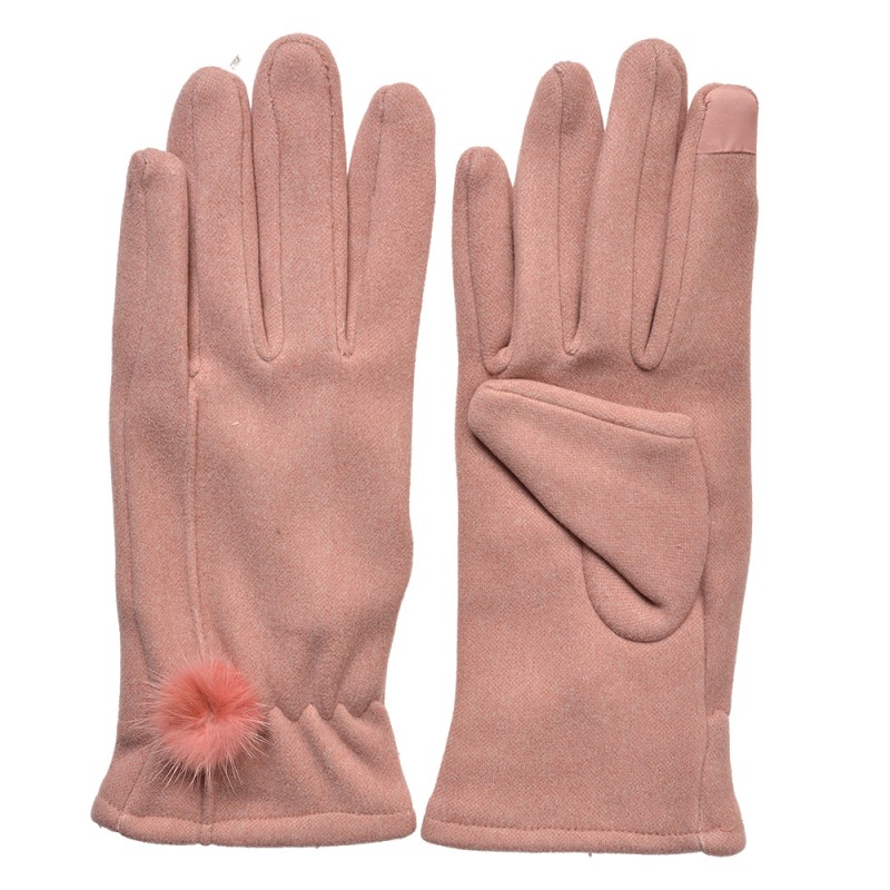 Clayre & Eef Winterhandschuhe 9x23 cm Rosa Polyester