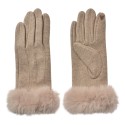 Clayre & Eef Handschuhe mit Kunstpelz 9x23 cm Beige Polyester