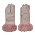 Clayre & Eef Handschoenen met imitatiebont 9x23 cm Paars Polyester