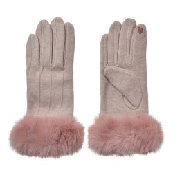 Clayre & Eef Gloves with fur 9x23 cm Purple Polyester