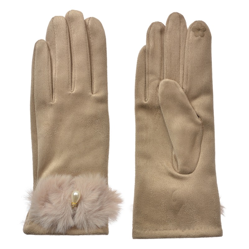 Clayre & Eef Gants d'hiver 9x23 cm Beige Polyester
