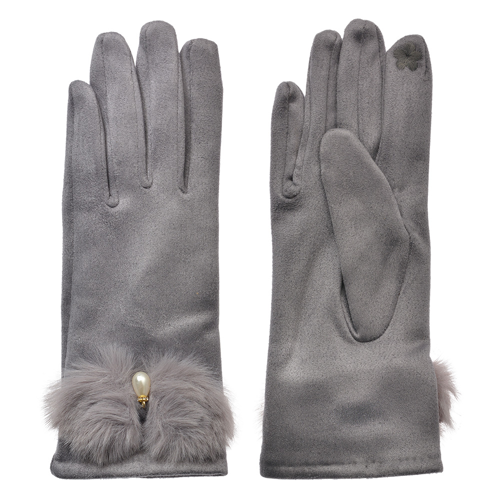 Clayre&Eef Handschoenen Winter 9x23 cm Grijs Polyester afbeelding