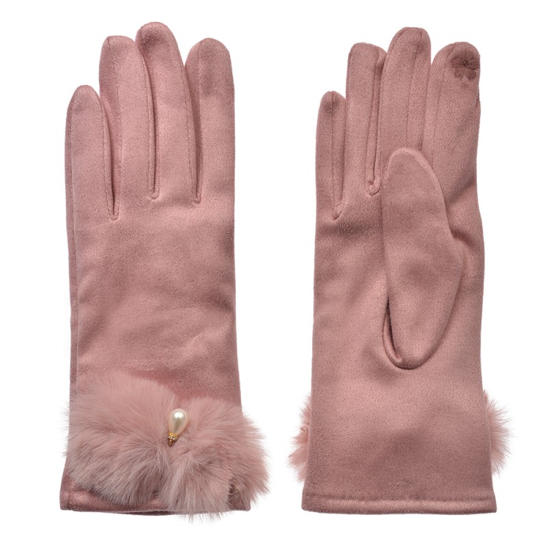 Clayre & Eef Handschoenen Winter 9x23 cm Roze Polyester
