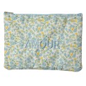 Clayre & Eef Trousse de toilette pour femmes 22x1x16 cm Blanc Bleu Synthétique Fleurs