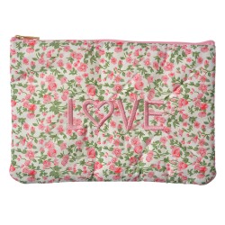 Clayre & Eef Ladies' Toiletry Bag 22x1x16 cm Pink Synthetic Flowers