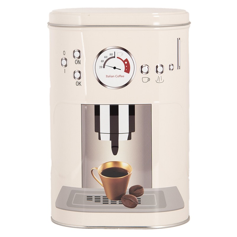 Clayre & Eef Blechdose-Aufbewahrungsbox 20x13x9 / 18x11x7 cm Beige Metall Kaffeetasse