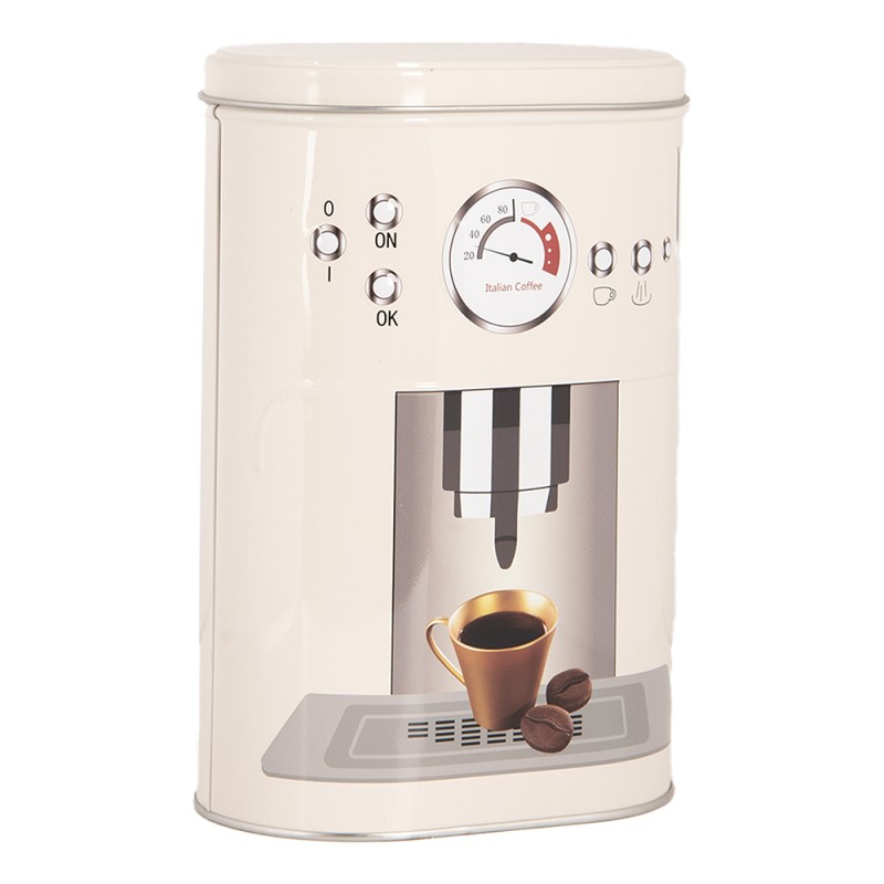 Clayre & Eef Blechdose-Aufbewahrungsbox 20x13x9 / 18x11x7 cm Beige Metall Kaffeetasse
