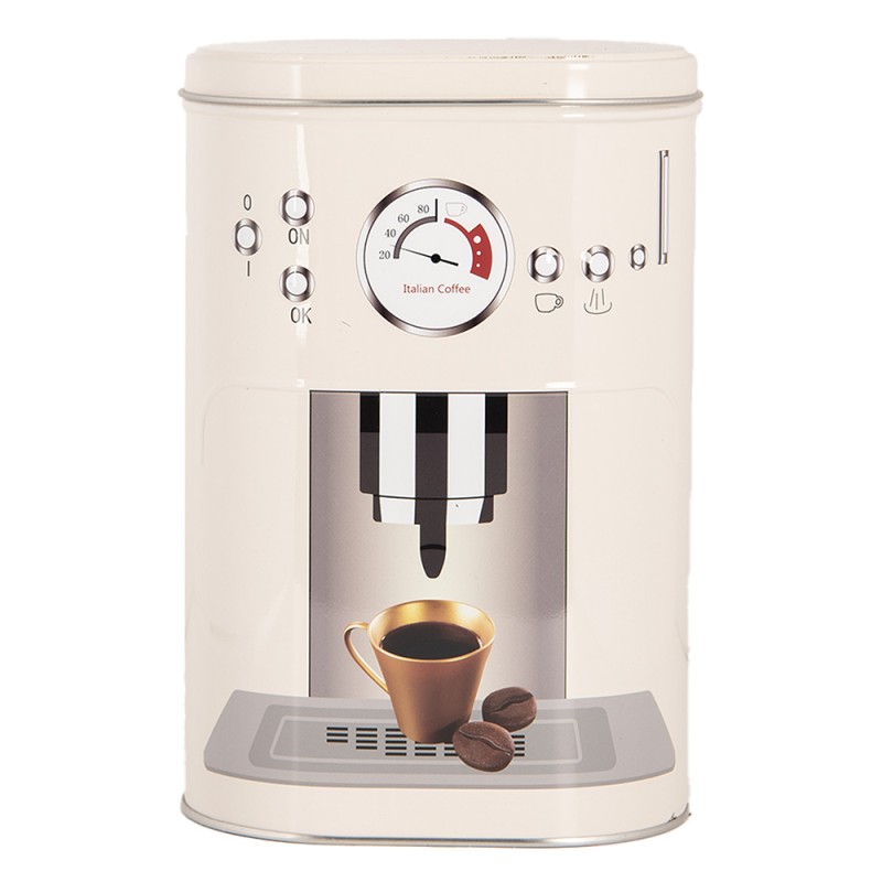 Clayre & Eef Blechdose-Aufbewahrungsbox 20x13x9 / 18x11x7 cm Beige Metall Kaffeetasse