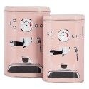 Clayre & Eef Tin Storage Box 20x13x9 / 18x11x7 cm Pink Metal Coffee Cup
