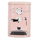 Clayre & Eef Tin Storage Box 20x13x9 / 18x11x7 cm Pink Metal Coffee Cup