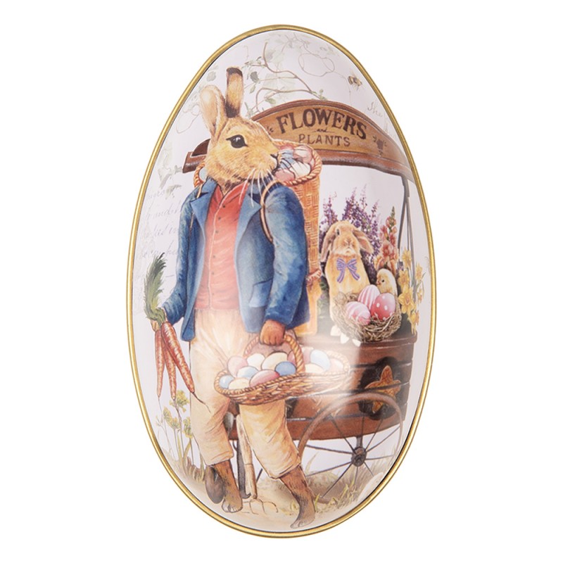 Clayre & Eef Decoration Egg 7x11x7 cm White Metal Rabbit