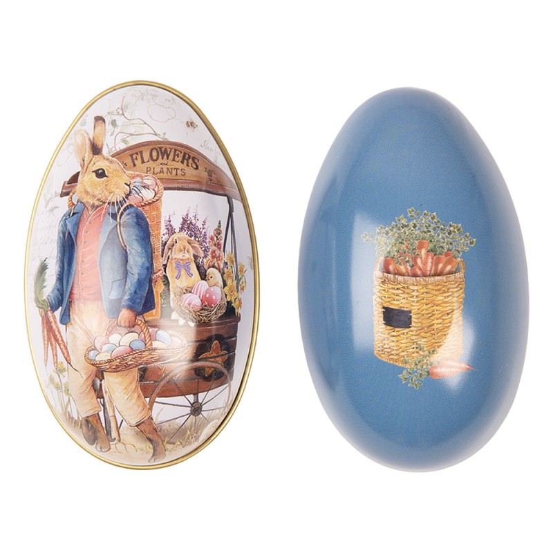 Clayre & Eef Decoration Egg 7x11x7 cm White Metal Rabbit