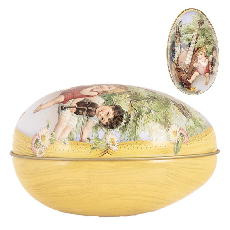 Clayre & Eef Decorazione Uovo 7x11x7 cm Multicolore Metallo Coniglio