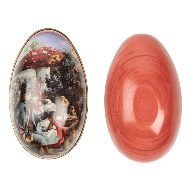 Clayre & Eef Decoratie Ei 7x11x7 cm Meerkleurig Metaal Konijnen