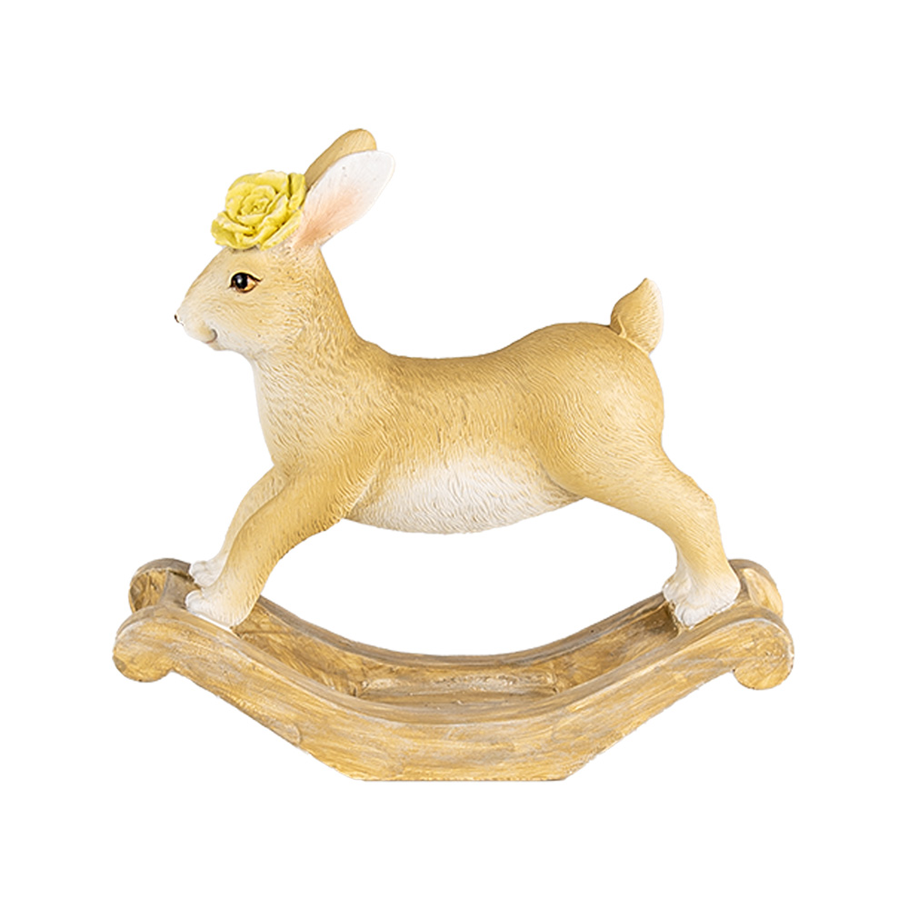 Clayre & Eef Decoratie Beeld Konijn 16x5x14 cm Bruin Kunststof afbeelding
