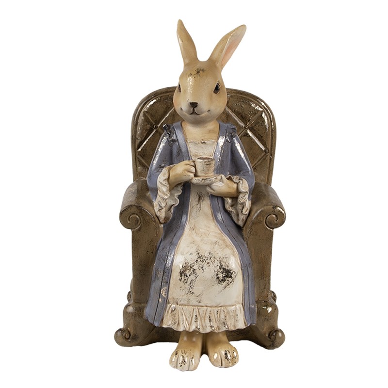 Clayre & Eef Decorative Figurine Rabbit 11x10x18 cm Beige Brown Plastic