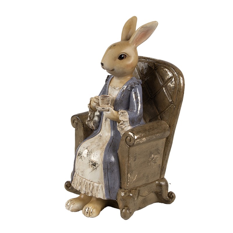 Clayre & Eef Decorative Figurine Rabbit 11x10x18 cm Beige Brown Plastic