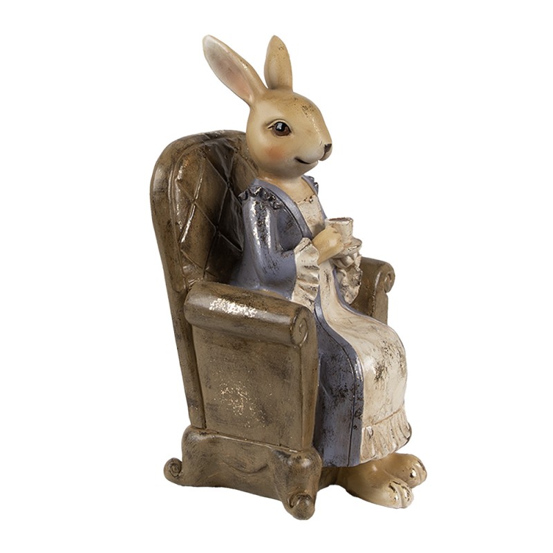 Clayre & Eef Decorative Figurine Rabbit 11x10x18 cm Beige Brown Plastic