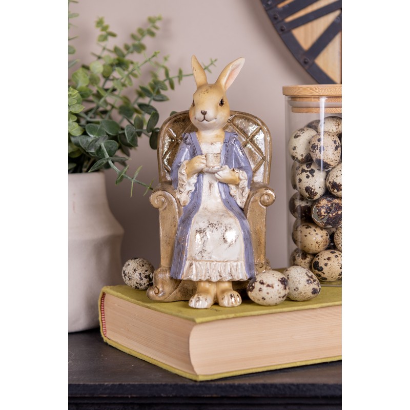 Clayre & Eef Decorative Figurine Rabbit 11x10x18 cm Beige Brown Plastic