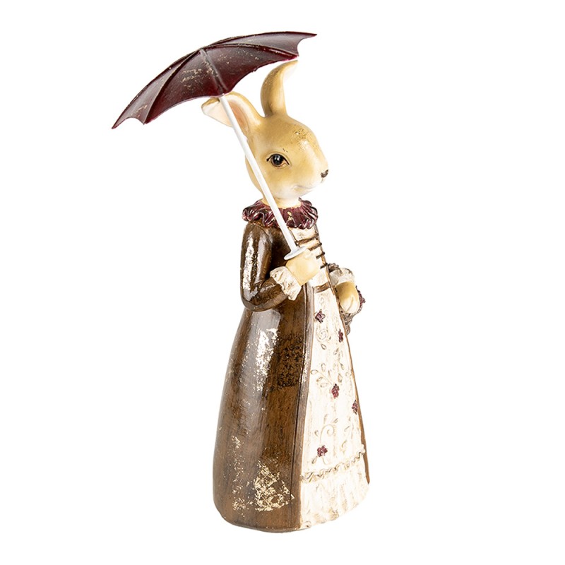 Clayre & Eef Decoratie Beeld Konijn 21 cm Bruin Kunststof