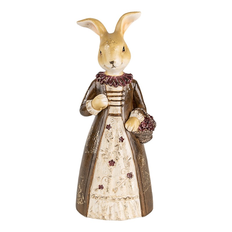 Clayre & Eef Decoratie Beeld Konijn 21 cm Bruin Kunststof