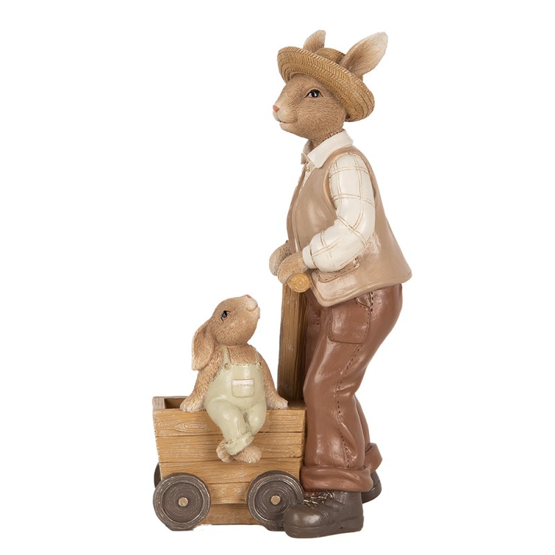 Clayre & Eef Figurine décorative Lapin 12x7x23 cm Marron Plastique