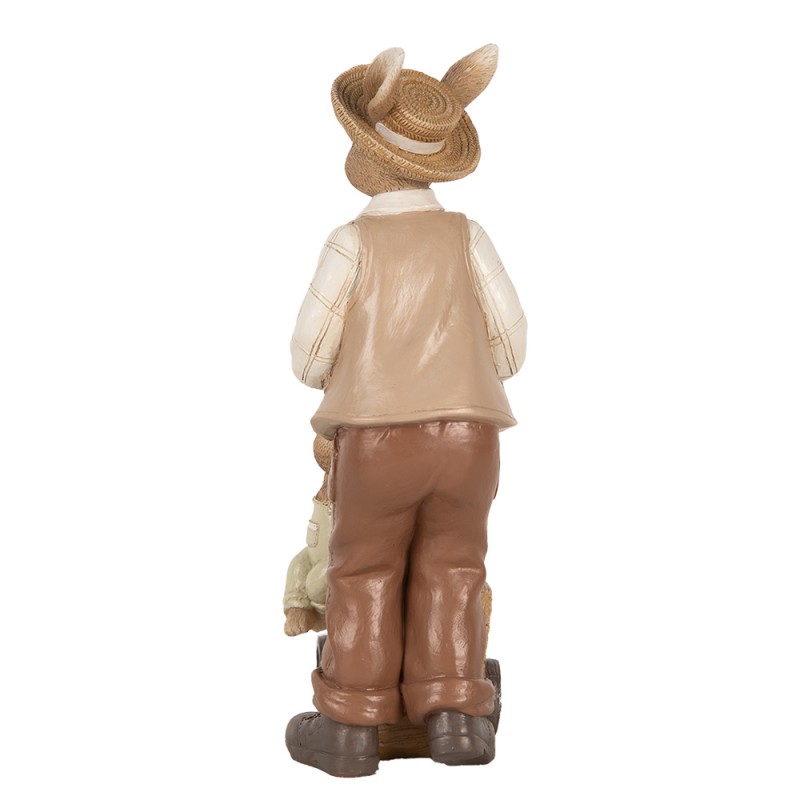 Clayre & Eef Figurine décorative Lapin 12x7x23 cm Marron Plastique