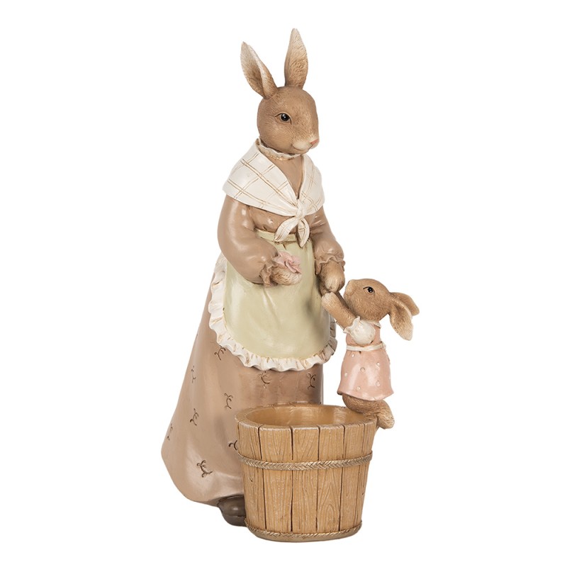 Clayre & Eef Decorative Figurine Rabbit 13x10x24 cm Brown Plastic
