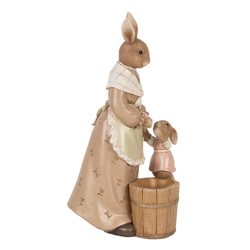 Clayre & Eef Decorative Figurine Rabbit 13x10x24 cm Brown Plastic