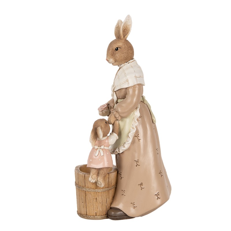 Clayre & Eef Decorative Figurine Rabbit 13x10x24 cm Brown Plastic