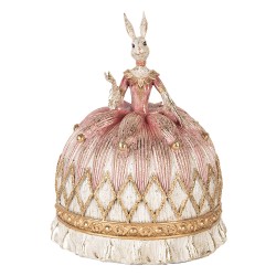 Clayre & Eef Figurine décorative Lapin Ø 23x28 cm Blanc Rose Plastique