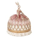 Clayre & Eef Decorative Figurine Rabbit Ø 23x28 cm White Pink Plastic