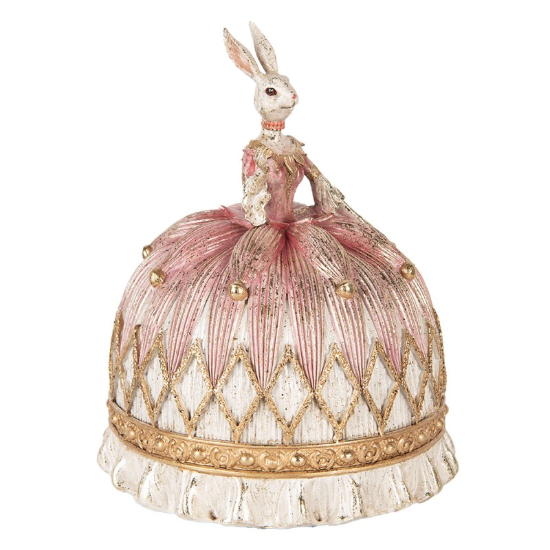Clayre & Eef Decorative Figurine Rabbit Ø 23x28 cm White Pink Plastic