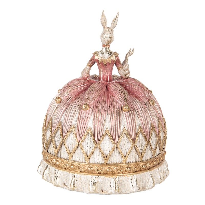 Clayre & Eef Decorative Figurine Rabbit Ø 23x28 cm White Pink Plastic